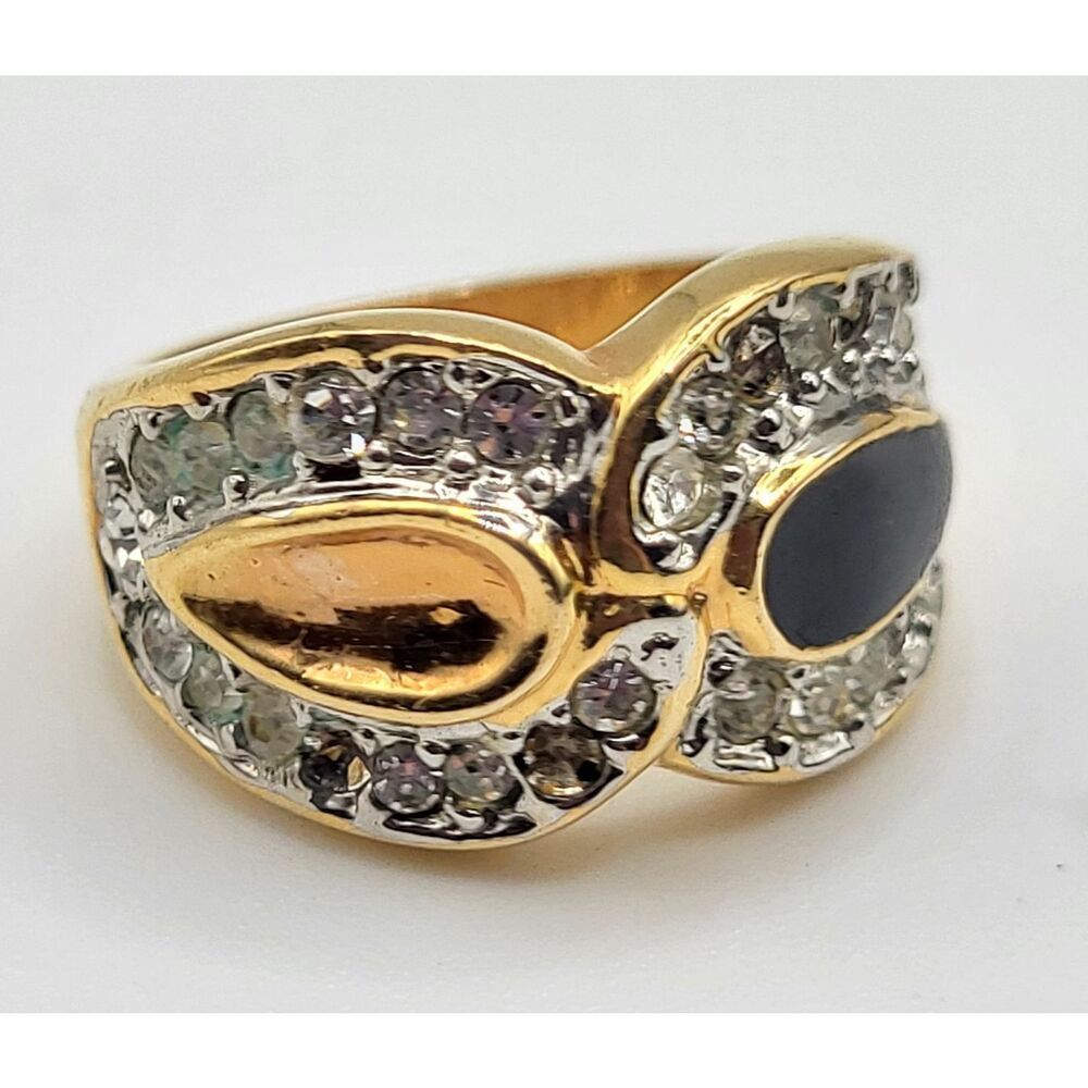 Interconnected Black Gold Fashion Ring Size 6